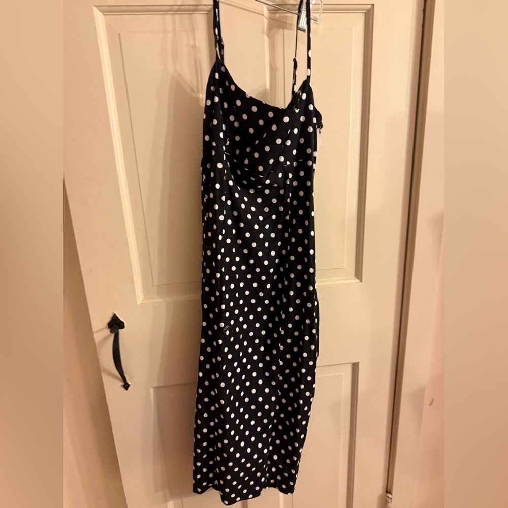 Reformation Black and White Polka Dot Midi Dress